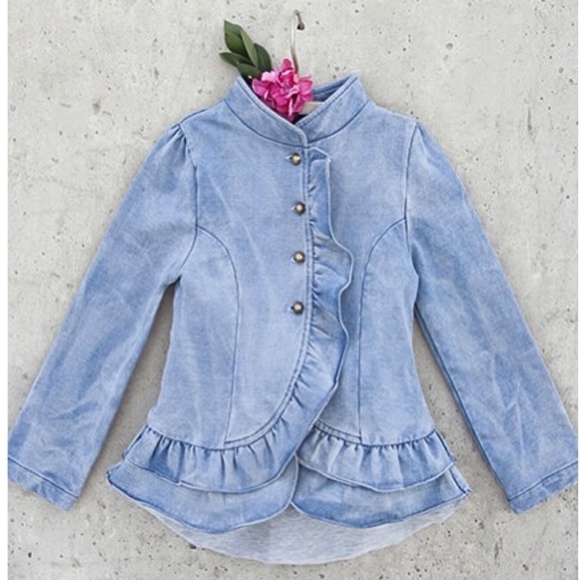 Joyfolie girls size 7 Blue Ruffled Jacket - Picture 3 of 3